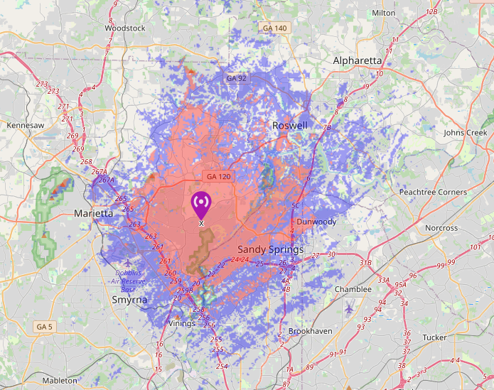 RadioMobile Coverage plot