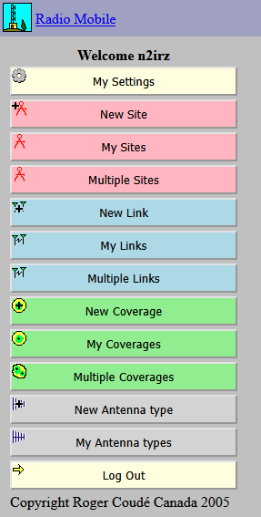 RadioMobile Main Menu